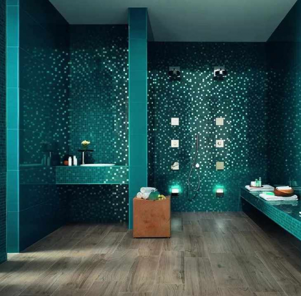 Стеклянная мозаика: примеры использования в интерьере